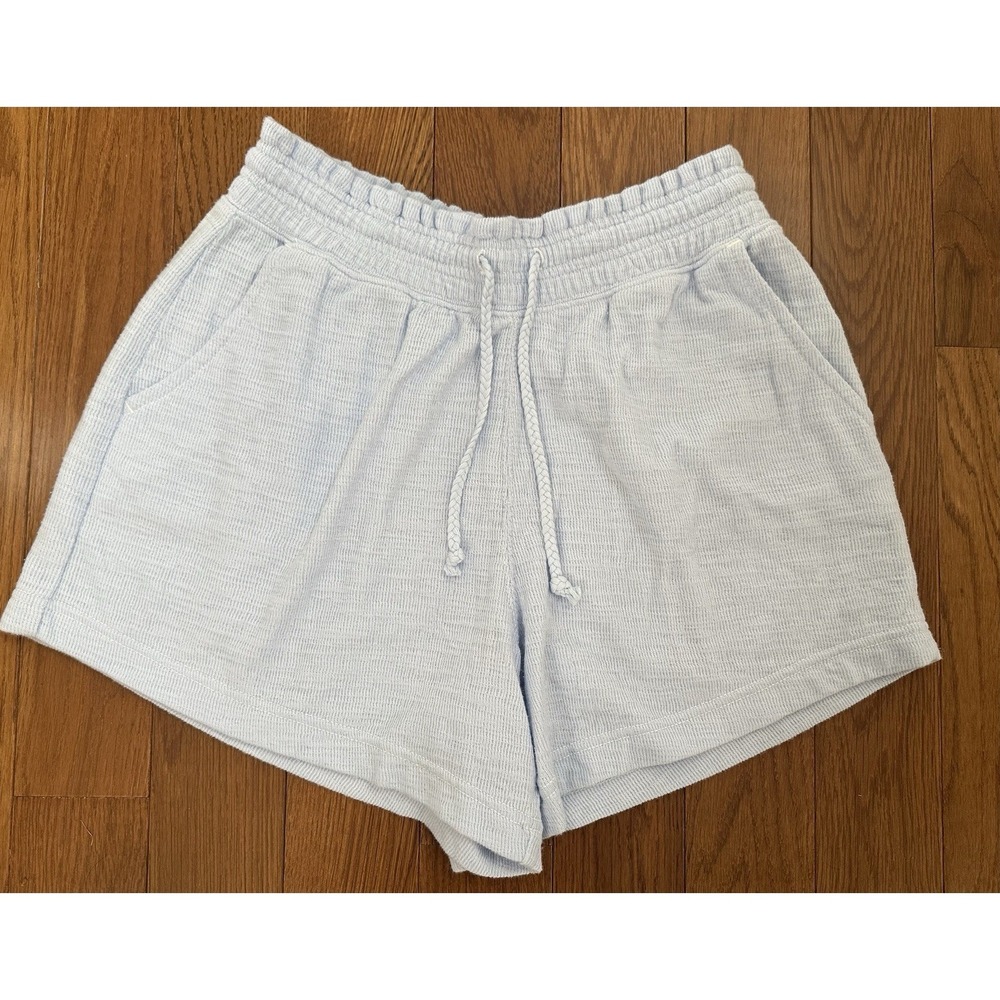 Aerie Waffle Knit Lounge Shorts Women's Small Blue Drawstring Elastic Waist NWT